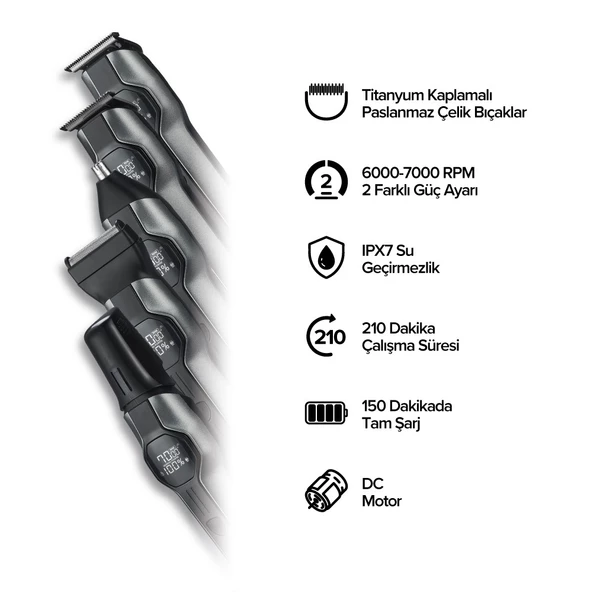 Bester GK8240 14'ü 1 Arada Su Geçirmez Erkek Bakım Seti - Resim 4