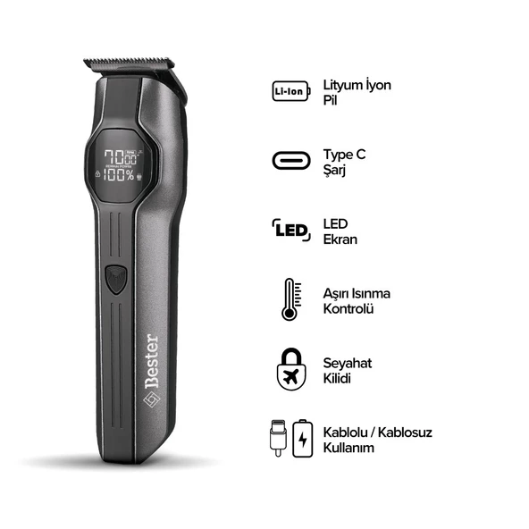 Bester GK8240 14'ü 1 Arada Su Geçirmez Erkek Bakım Seti - Resim 5