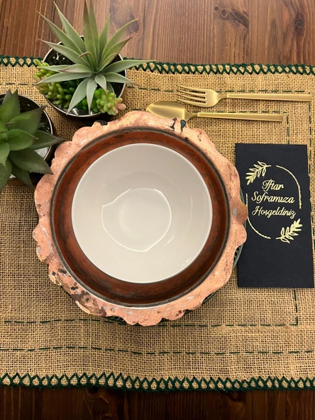 Gold Yaldızlı Siyah İftar Soframıza Hoşgeldiniz Garson Peçete 16 Adet