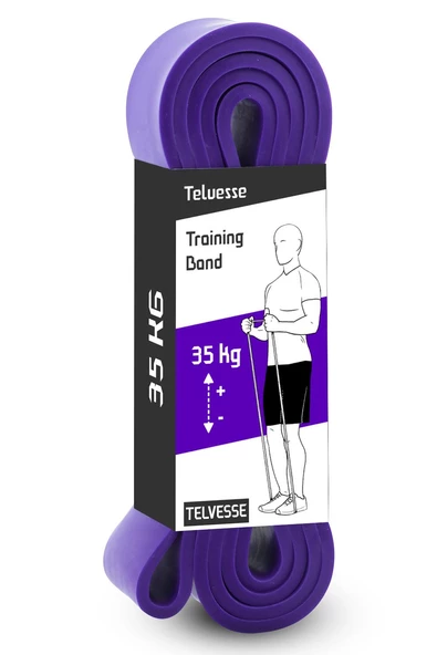35 KG Direnç Bandı Kas Geliştirme Lastiği Fitness Pilates Cross Training Bant Mor - Extra Sert - 2