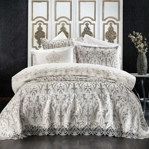 Zebra Casa Astor Damask Pike Seti Gri