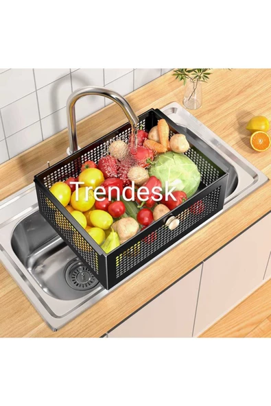 TRENDESK Metal Siyah Mutfak Tezgah Üstü Çekmeceli Organizer 35*35*26,5*14 - 2
