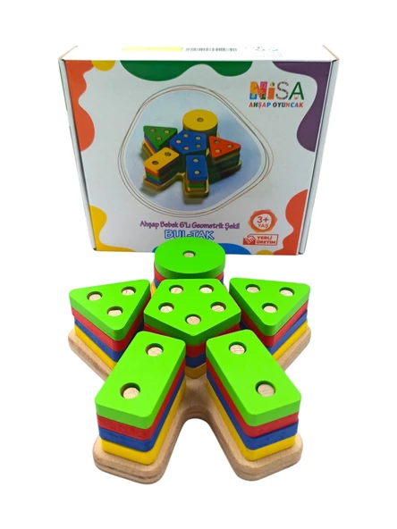 Minik Eller, Büyük Keşifler! Bebekli Ahşap Geometrik Bultak 18x16cm.