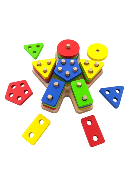 Minik Eller, Büyük Keşifler! Bebekli Ahşap Geometrik Bultak 18x16cm. - 2