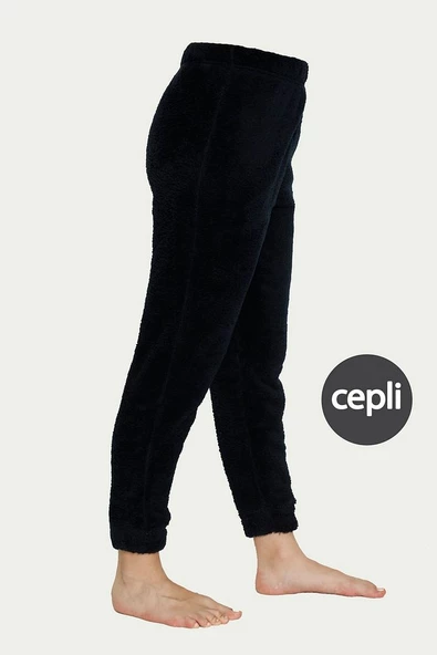 Cepli Lüx Pofuduk Polar Kışlık Pijama Altı pofcepli - 9