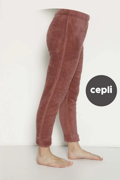 Cepli Lüx Pofuduk Polar Kışlık Pijama Altı pofcepli - 3