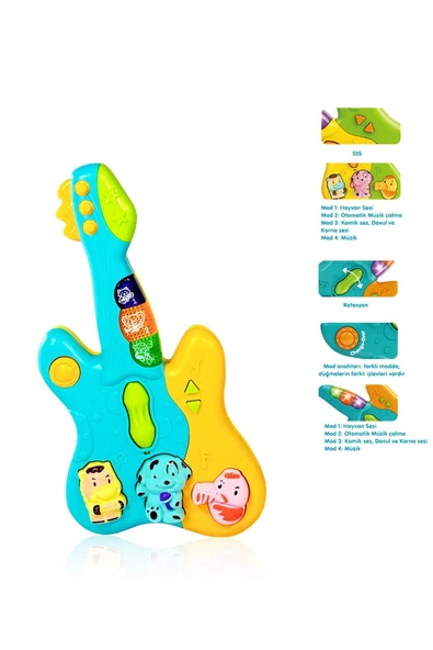 Bebeklerin İlk Konseri! Işıklı Müzikli Gitar Piyano - 2