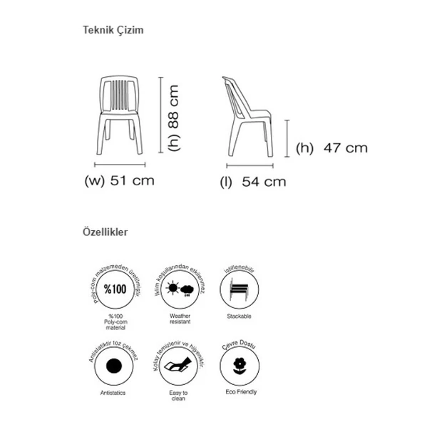 Papatya Favori Sandalye  - 1. Kalite Plastik Bahçe Balkon Sandalyesi - 5