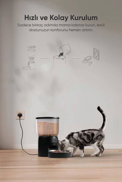 Şımart Akıllı Mama Kabı 3l Kapasiteli Ve Wi-fi Kontrollü Otomatik Besleme - 3