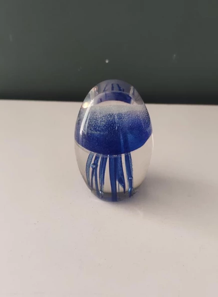 LAMEDORE DENİZ ANASI MAVİ CAM DEKOR 5,5*5,5*8 CM