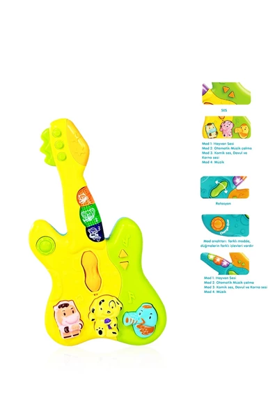 Bebeklerin İlk Konseri! Işıklı Müzikli Gitar Piyano - 4