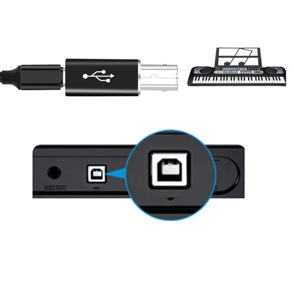 Type C To Usb B Midi Klavye Yazıcı Printer Çevirici Dönüştürücü Adaptör - 2