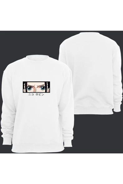 fame-stoned One Piece Nico Robin Anime Baskılı Unisex Bisiklet Yaka Sweatshirt - 1