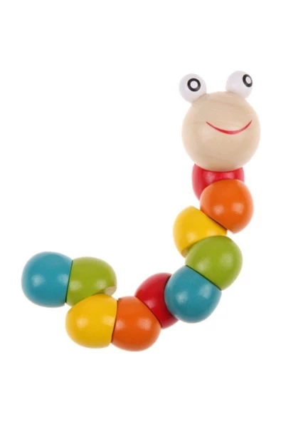 Ahşap Oyuncak Tırtıl Bebek Aktivite Oyuncağı Tırtılım Ahşap Tırtıl Oyuncak