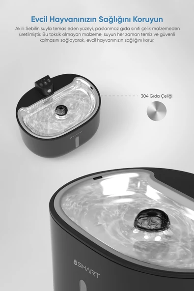 Şımart Akıllı Evcil Hayvan Sebili 3l Kapasite Ve Wi-fi Kontrollü Su Filtreleme - 4