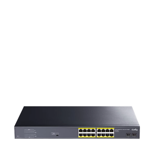 Cudy Switch 16 Port Gs1020Ps2 10/100/1000Mbps 2*Sfp Vlan&Extend 200W 19" Rock-Mount Poe+ Ethernet