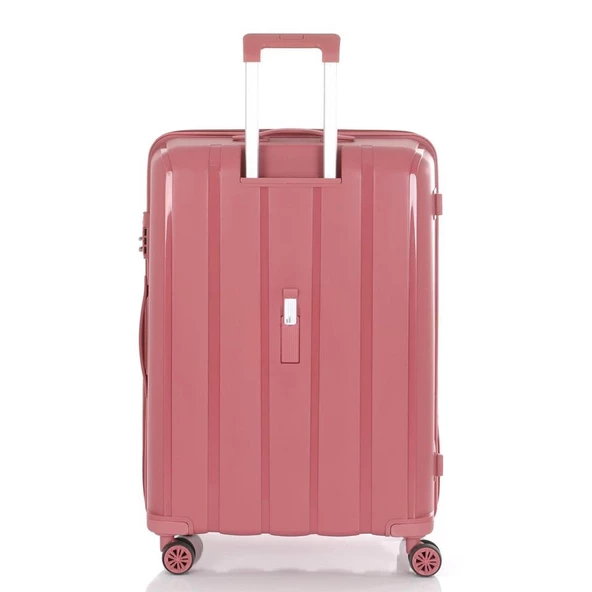MÇS 3lü Set Kırılmaz Silikon Seyahat Valizi Bavulu V305 Koyu Pudra - 4