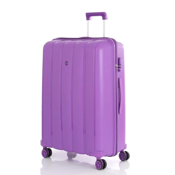 MÇS 3lü Set Kırılmaz Silikon Seyahat Valizi Bavulu V305 Mor - Resim 5