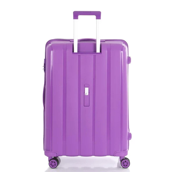 MÇS 3lü Set Kırılmaz Silikon Seyahat Valizi Bavulu V305 Mor - Resim 4