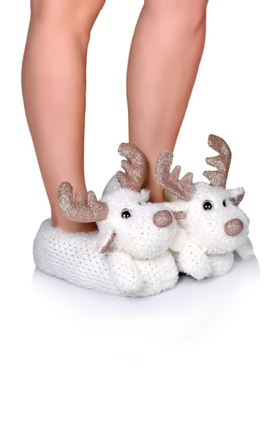 Twigy AA0646 TW GEYİK STAR Kadın Hayvanlı Panduf Beyaz 36-41 - 2