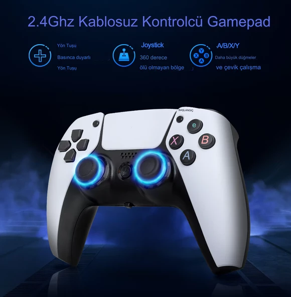 Android Game TV Stick 64 GB Hediye Hazıfa Kartı 2 Kablosuz Oyun Kolu Retro Game Stick Nostalji Oyun Konsolu - 5