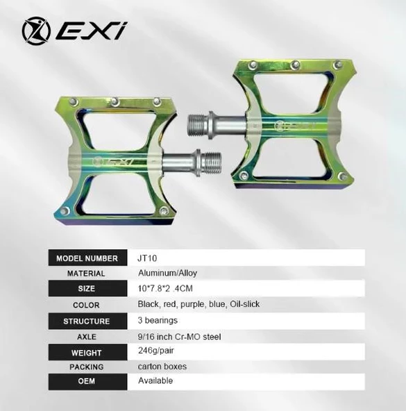 EXİ JT-10 3 Rulmanlı Alüminyum Alaşımlı Mtb Bmx Şehir Ve Yol Bisikleti Pedalı Siyah - 5