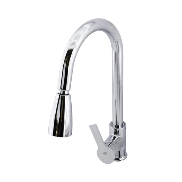 Mix Eyve Sıcak Soğuk Su Girişli Spiral Hortumlu Çeşme Banyo Lavabo Mutfak Musluğu Krom Bataryası - 6