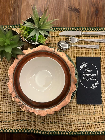 Gümüş Yaldızlı Siyah İftar Soframıza Hoşgeldiniz Garson Peçete 16 Adet