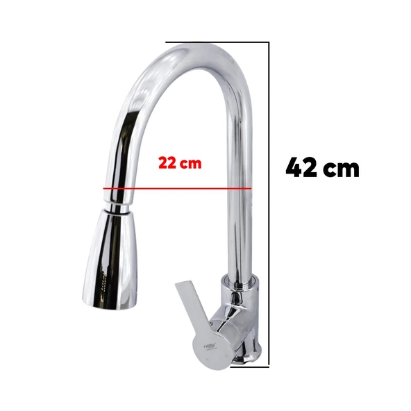 Mix Eyve Sıcak Soğuk Su Girişli Spiral Hortumlu Çeşme Banyo Lavabo Mutfak Musluğu Krom Bataryası - 3