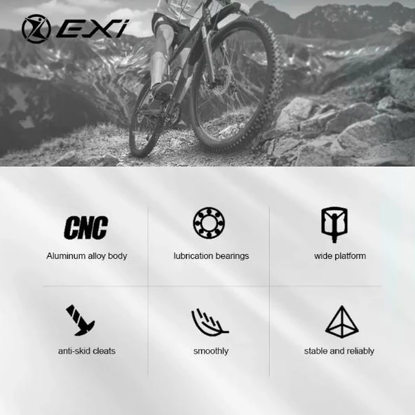 EXİ JT-10 3 Rulmanlı Alüminyum Alaşımlı Mtb Bmx Şehir Ve Yol Bisikleti Pedalı Siyah - 6