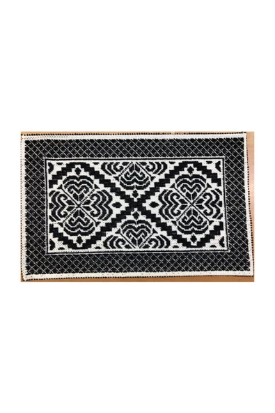 Atölye Alize Alize Bukle Serisi Pamuklu Kilim Giglio Modeli Ekru - Siyah 50x80 cm