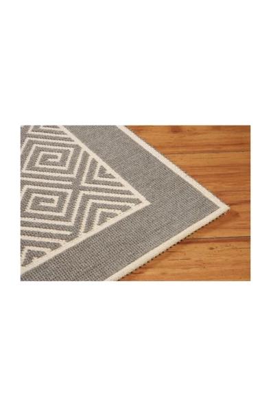 Atölye Alize Bukle Serisi Pamuklu Kilim Labirent Modeli Ekru-gri 140x200cm