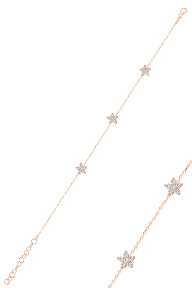 Gümüş rose zirkon taşlı çiçek bileklik SGTL12589ROSE ürün görseli 1