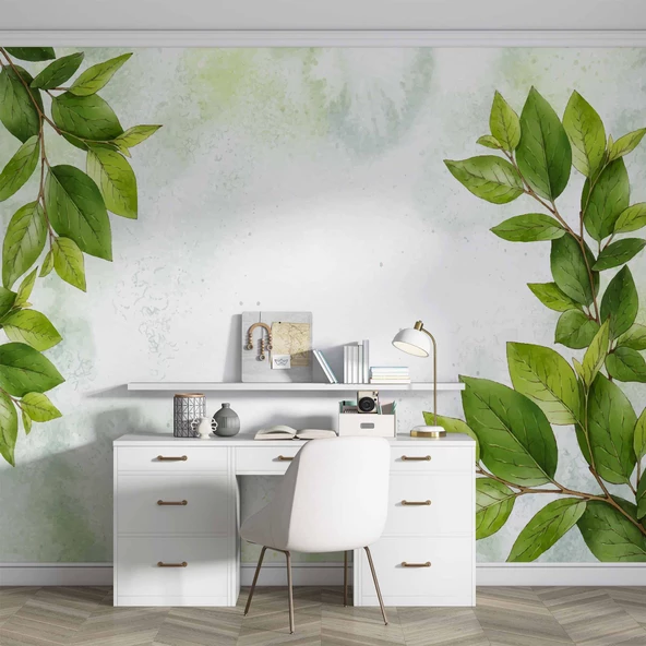 Yaprak Dekorlu Duvar Kağıdı - Resim 4