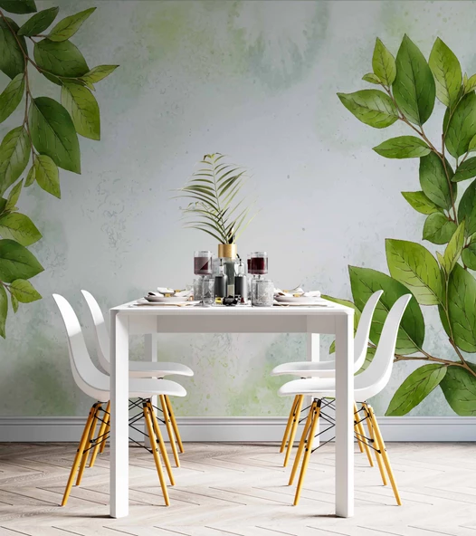 Yaprak Dekorlu Duvar Kağıdı - Resim 5