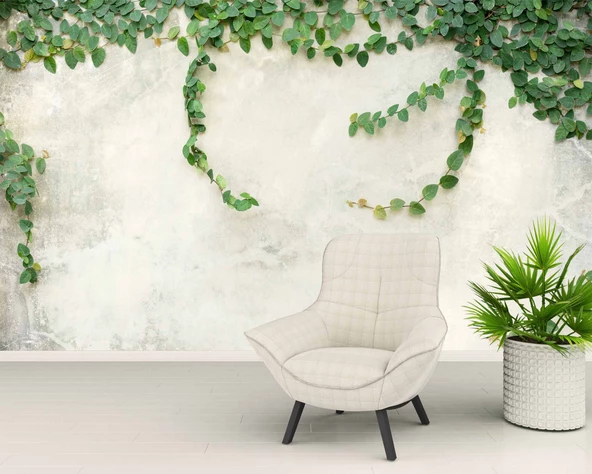 Duvar Dokulu Sarmaşık Dekorlu Duvar Kağıdı - Resim 6