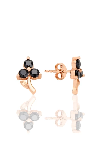 Gümüş rose onix taşlı aşkın çiçeği küpe SGTL12624SIYAH ürün görseli