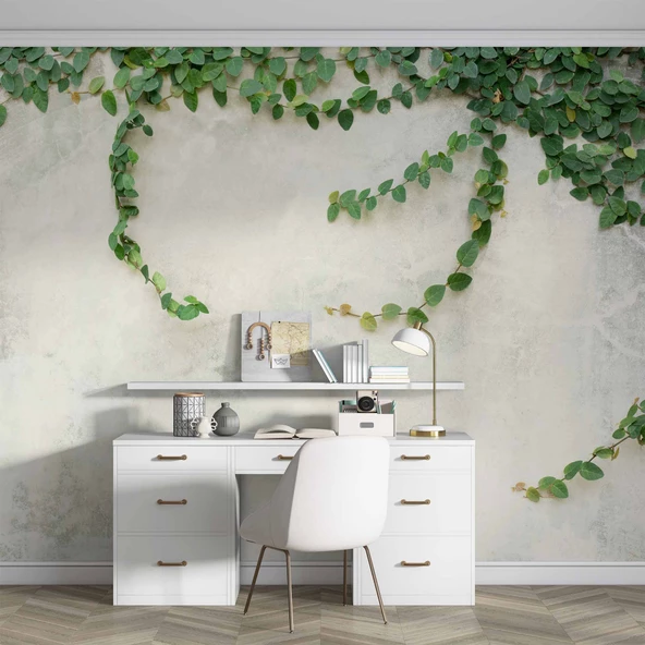 Duvar Dokulu Sarmaşık Dekorlu Duvar Kağıdı - Resim 4