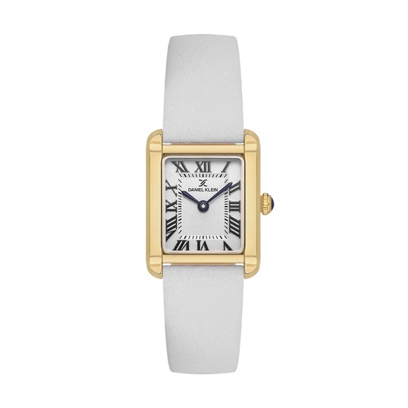 Daniel Klein DKE.1.13787.4 Beyaz Gold Deri Kordonlu Vintage Kadın Kol Saati