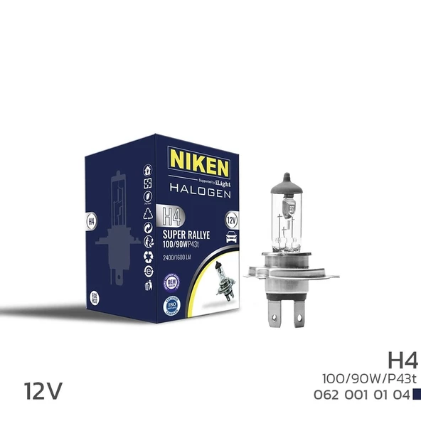 Niken 12V H4 100W/90W Halojen Ampul P43T