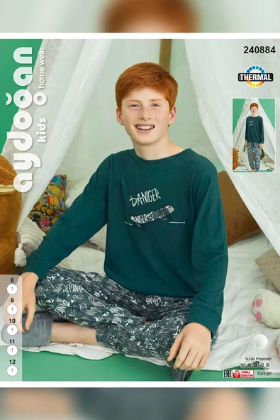 Aydoğan Erkek Garson Kaan Termal Deniz Yeşili Pijama Takım 0884 - 3