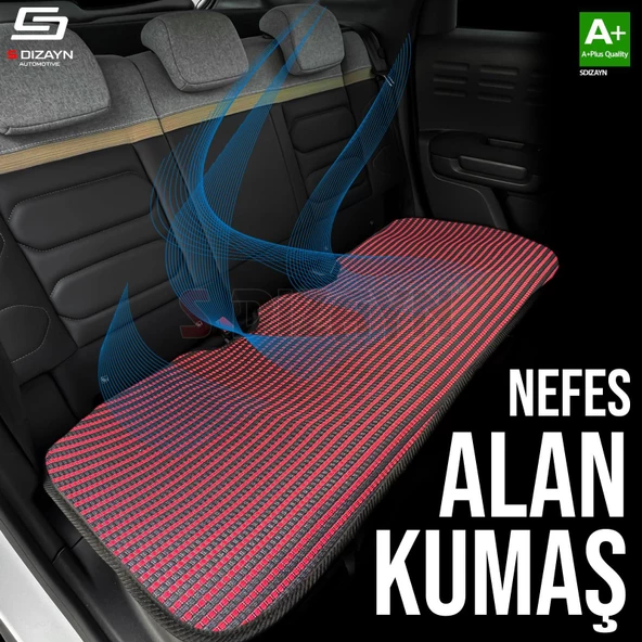 S-Dizayn Oto Koltuk Koruyucu Kılıf Çizgili Siyah Kırmızı Universal 2+1 Parça Ön Arka A+ Kalite - Resim 4