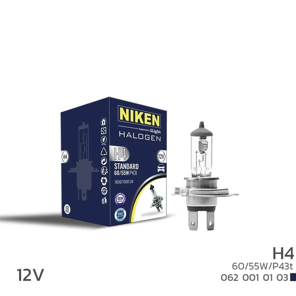 Niken 12V H4 60W/55W Halojen Ampul P43T