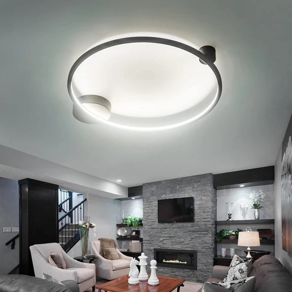 Kainat / Plafonyer Avize / 60 cm / 3 Renk Işık / Antrasit Gövde - 3