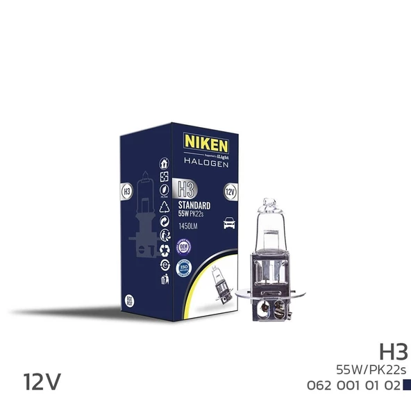 Niken 12V H3 55W Halojen Ampul PK22S ürün görseli