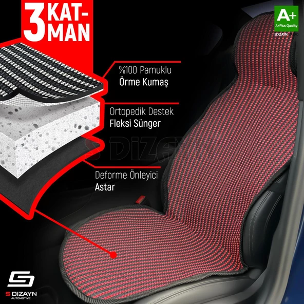 S-Dizayn Oto Koltuk Koruyucu Kılıf Çizgili Siyah Kırmızı Universal 2+1 Parça Ön Arka A+ Kalite - Resim 3