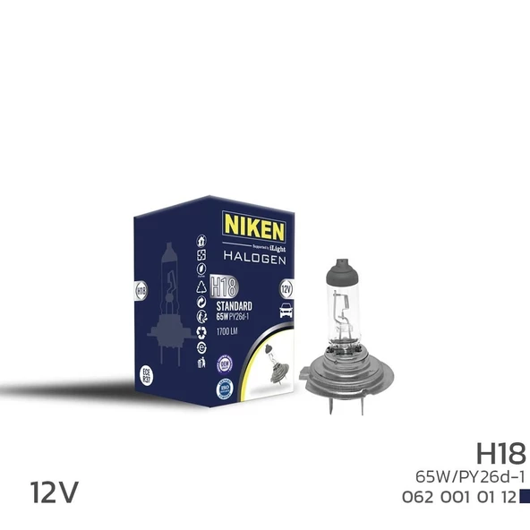 Niken 12V H18 65W Halojen Ampul PY26D-1