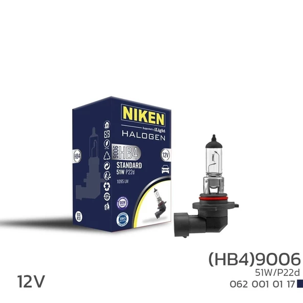 Niken 12V 9006 (HB4) 51W Halojen Ampul P22D