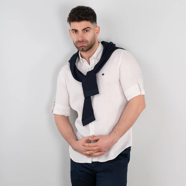 PAUL MARTİN REGULAR FİT KETEN ERKEK GÖMLEK - Resim 10