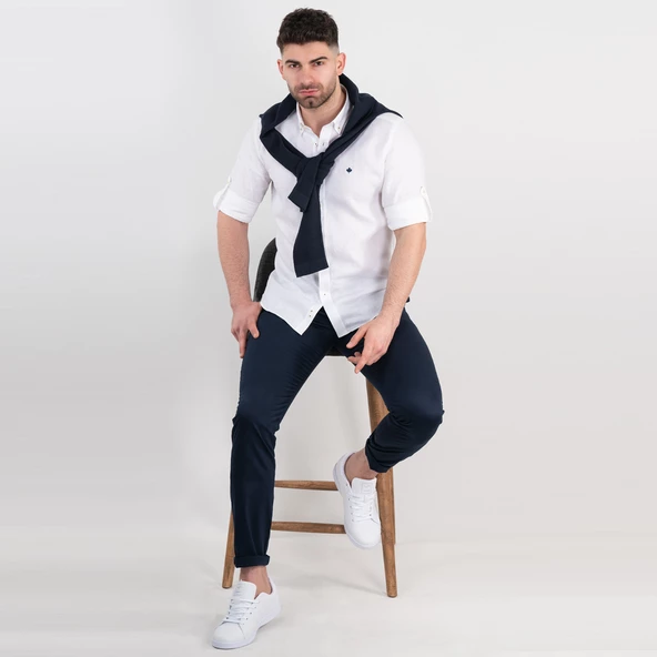 PAUL MARTİN REGULAR FİT KETEN ERKEK GÖMLEK - Resim 3